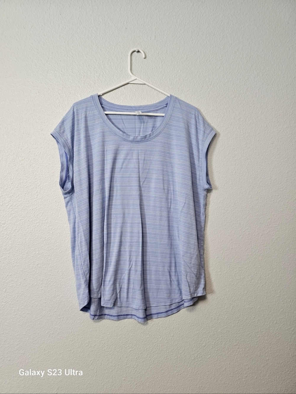 Light Blue Striped Women's Cap Sleeve Top Sz 1X